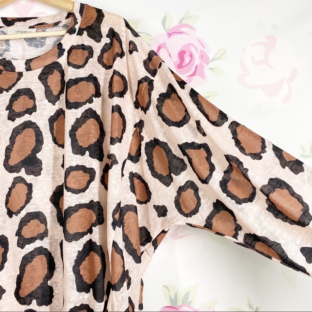 Umgee Plus Leopard Animal Print Oversized Long Sleeve Shirt XL - Picture 4 of 10